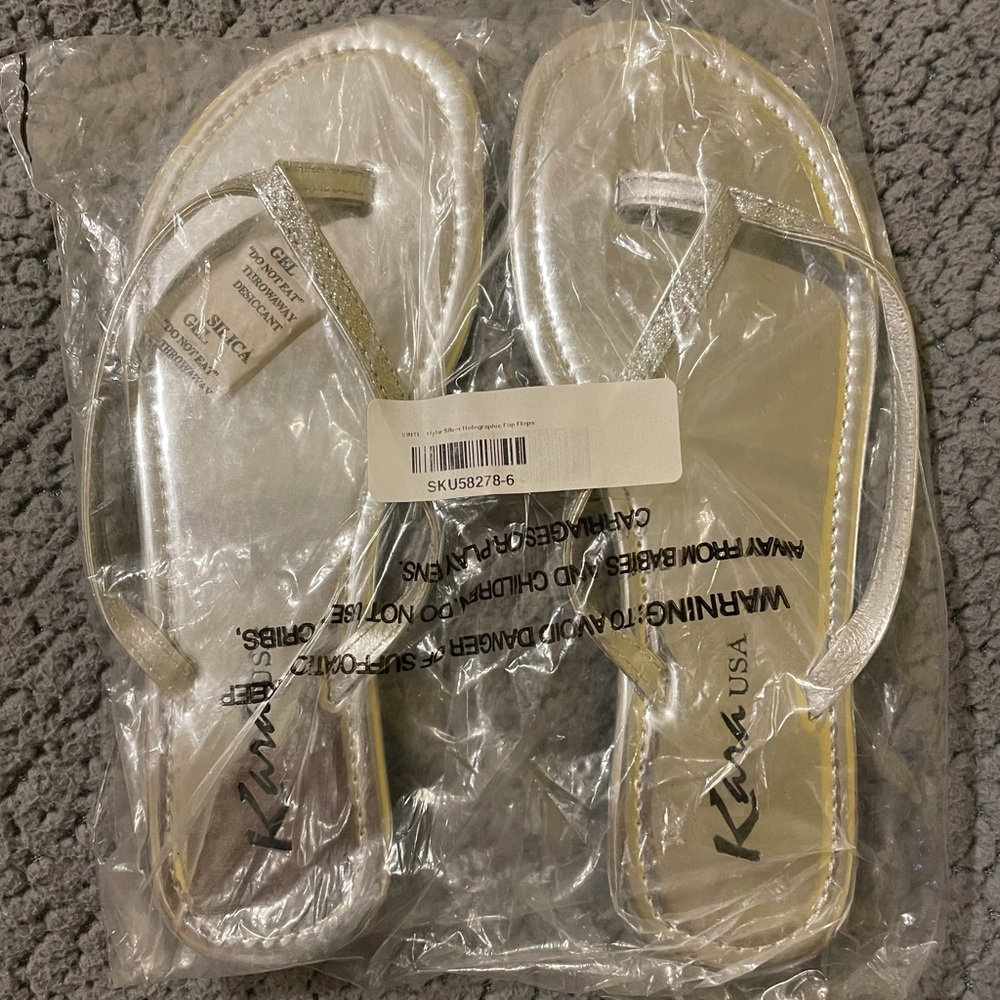 Silver flip flops